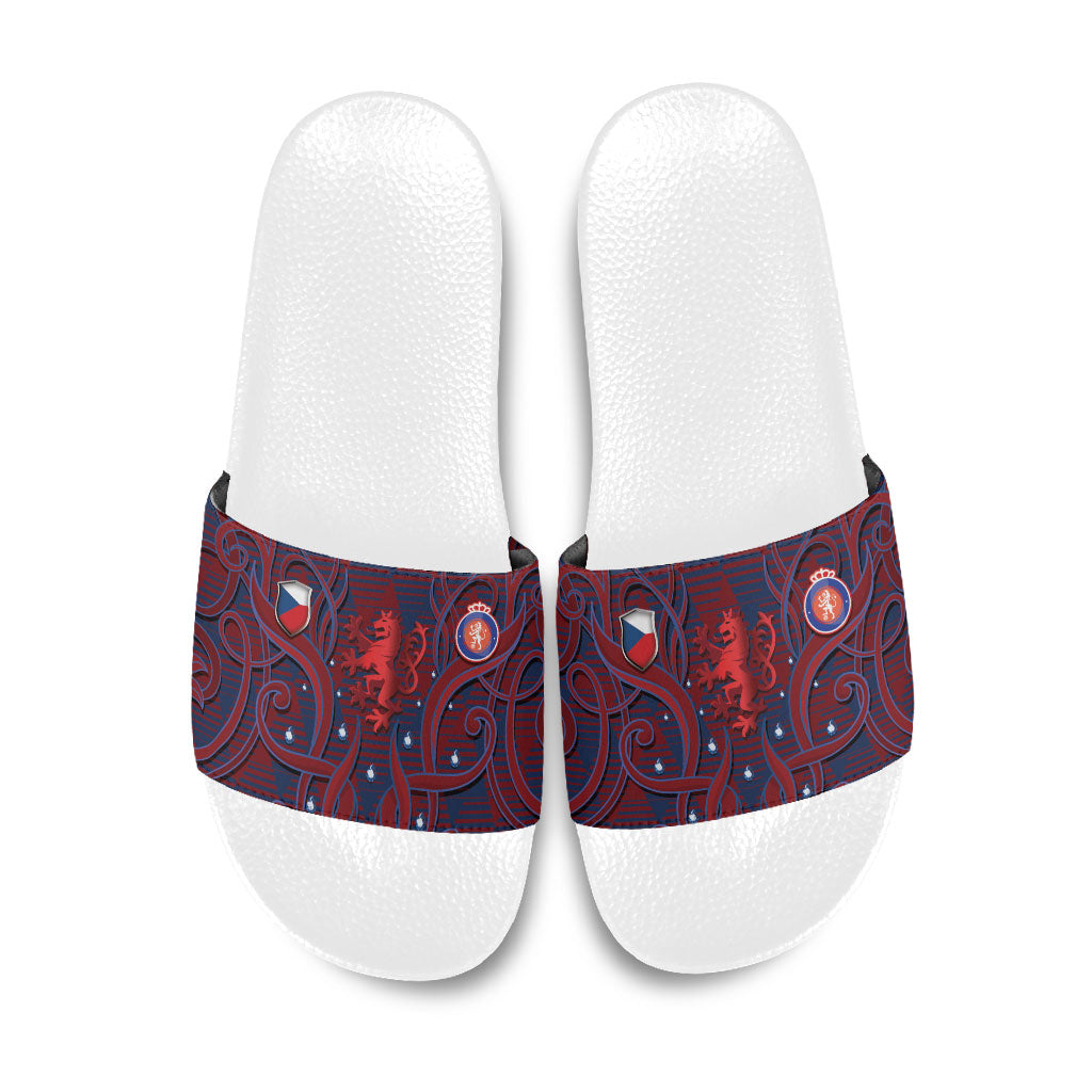 Czech Republic Football Slide Sandals Art Nouveau Patterns With National Lion