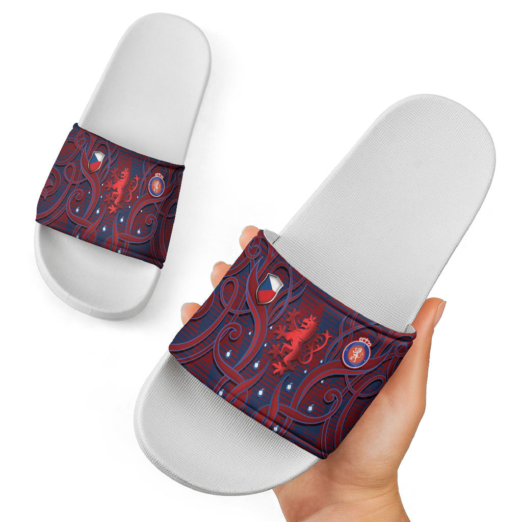 Czech Republic Football Slide Sandals Art Nouveau Patterns With National Lion