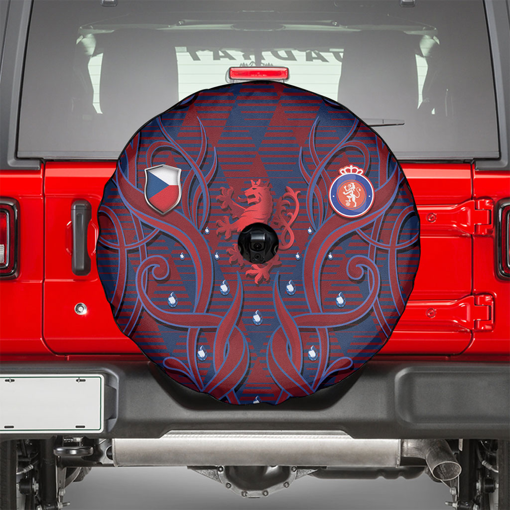 Czech Republic Football Spare Tire Cover Art Nouveau Patterns With National Lion