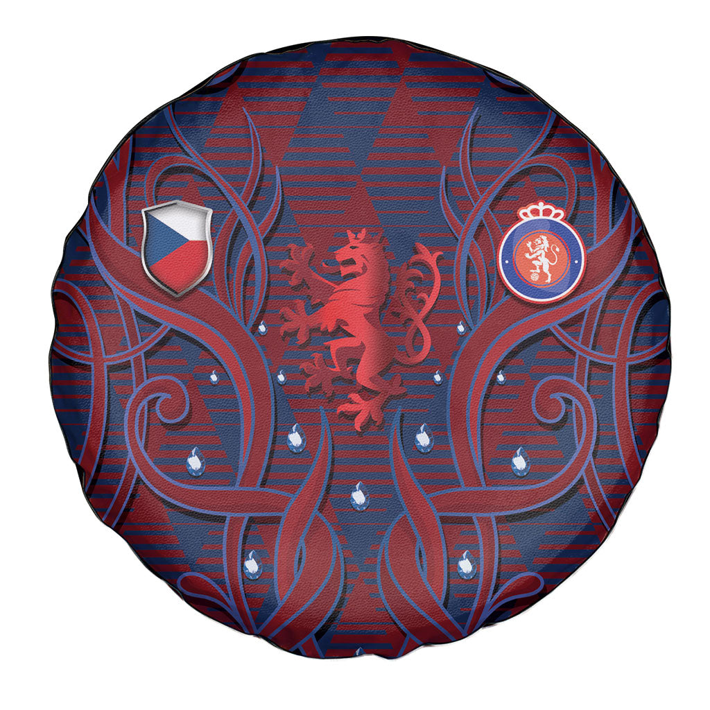 Czech Republic Football Spare Tire Cover Art Nouveau Patterns With National Lion