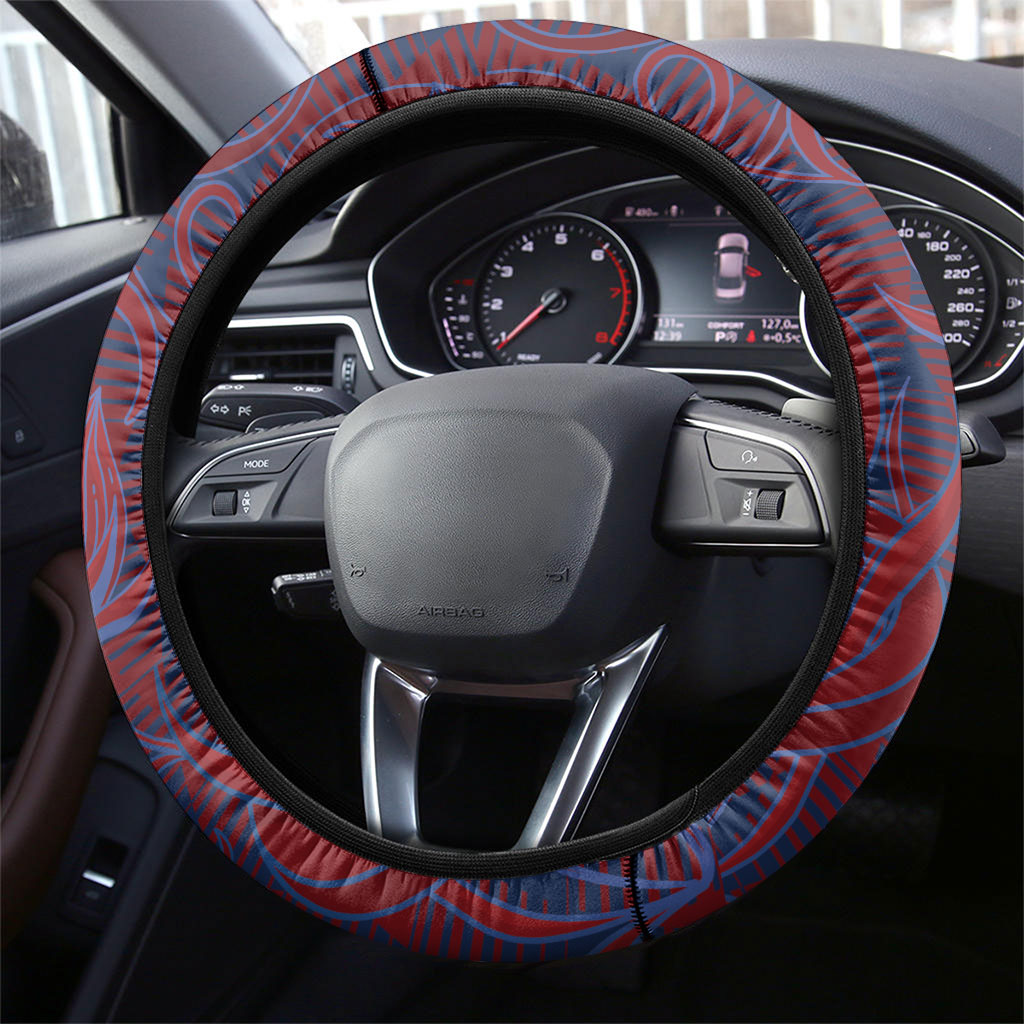 Czech Republic Football Steering Wheel Cover Art Nouveau Patterns With National Lion