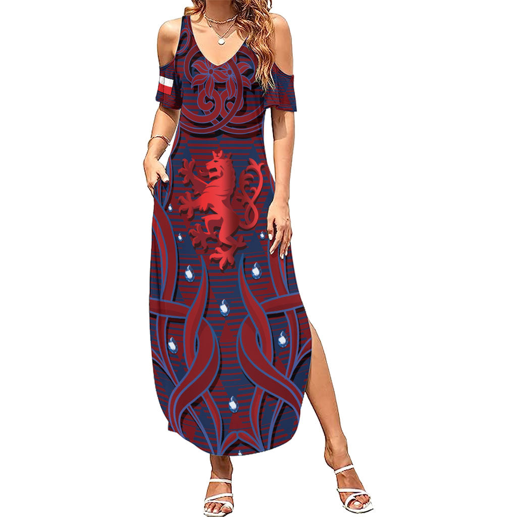 Custom Czech Republic Football Summer Maxi Dress Art Nouveau Patterns With National Lion