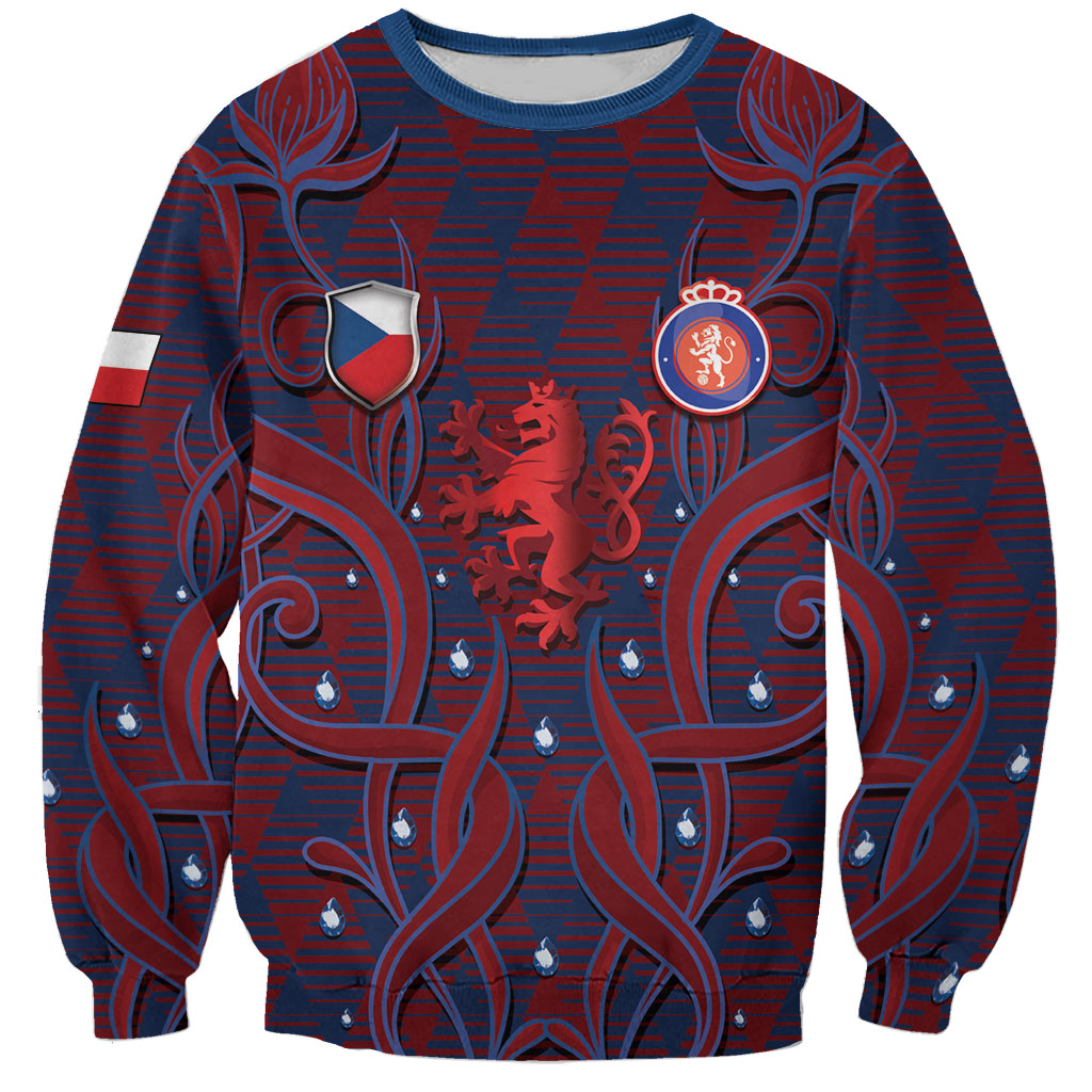 Custom Czech Republic Football Sweatshirt Art Nouveau Patterns With National Lion