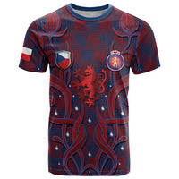 Custom Czech Republic Football T Shirt Art Nouveau Patterns With National Lion