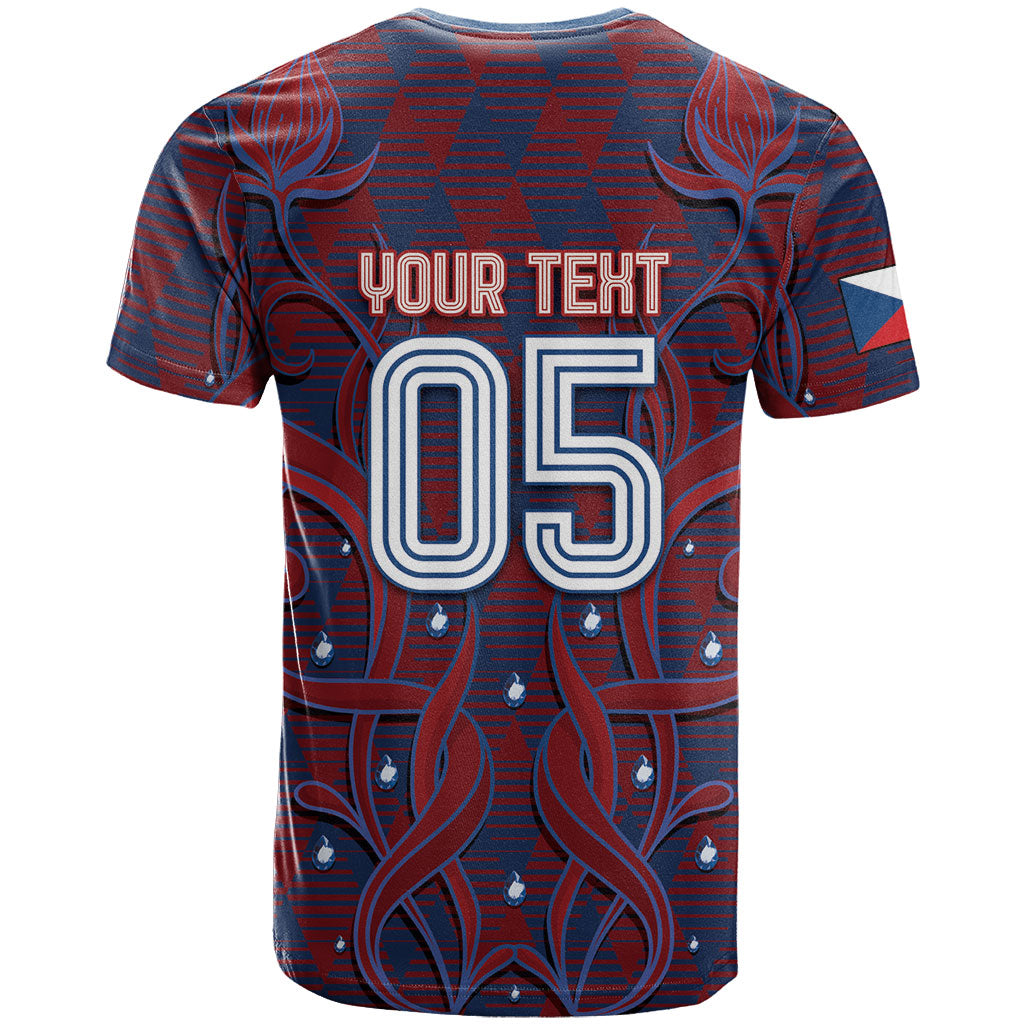 Custom Czech Republic Football T Shirt Art Nouveau Patterns With National Lion