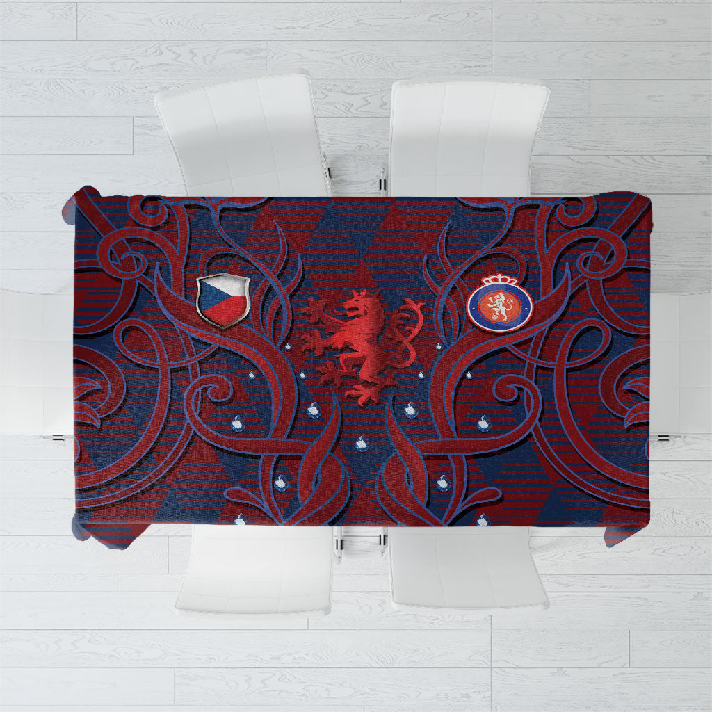 Czech Republic Football Tablecloth Art Nouveau Patterns With National Lion