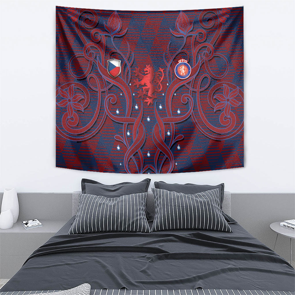 Czech Republic Football Tapestry Art Nouveau Patterns With National Lion
