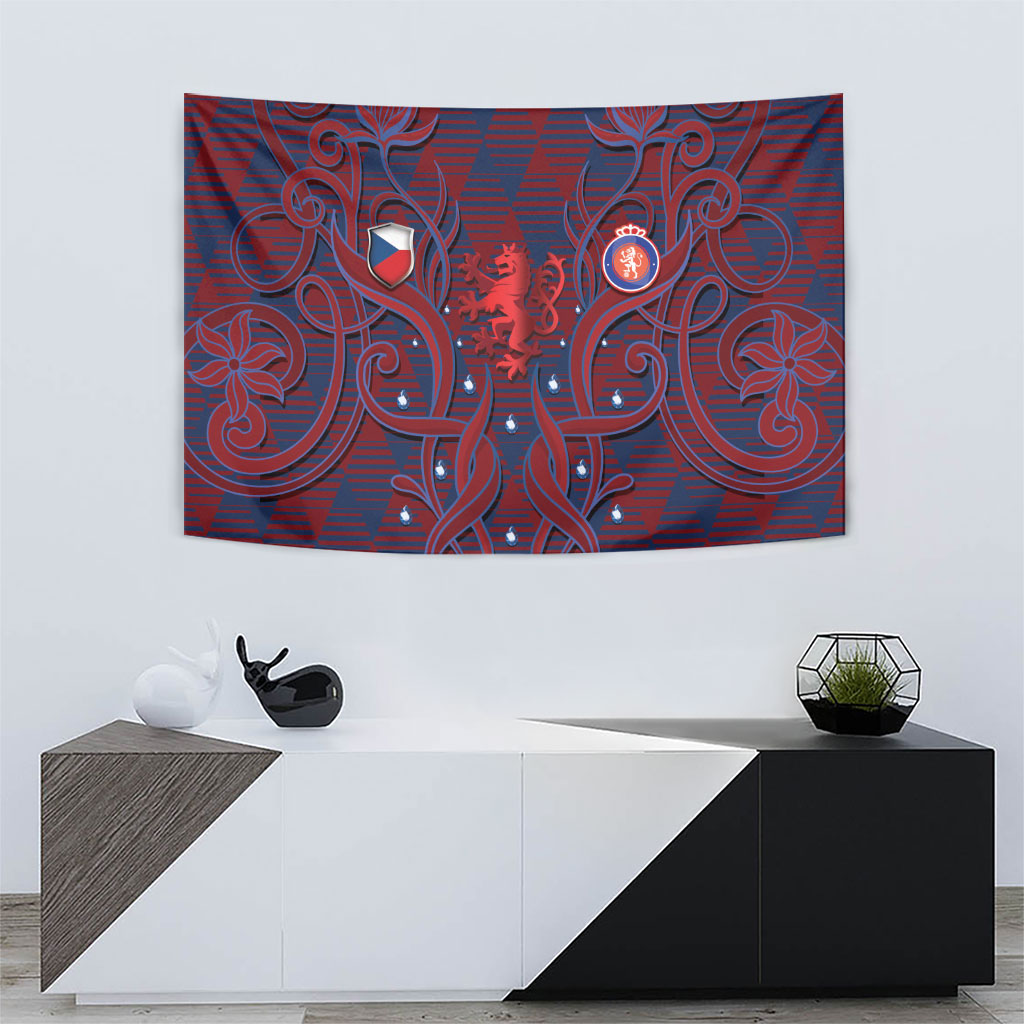Czech Republic Football Tapestry Art Nouveau Patterns With National Lion