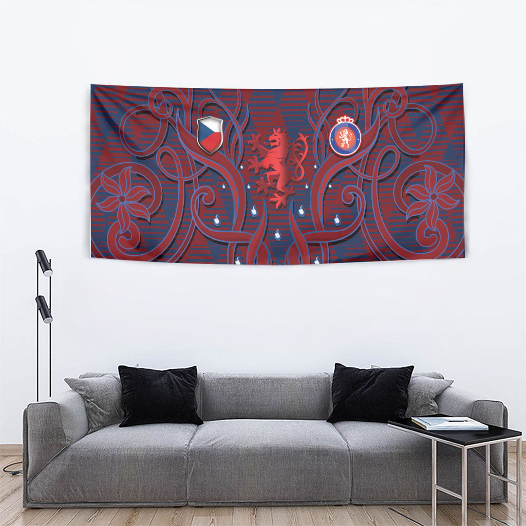 Czech Republic Football Tapestry Art Nouveau Patterns With National Lion