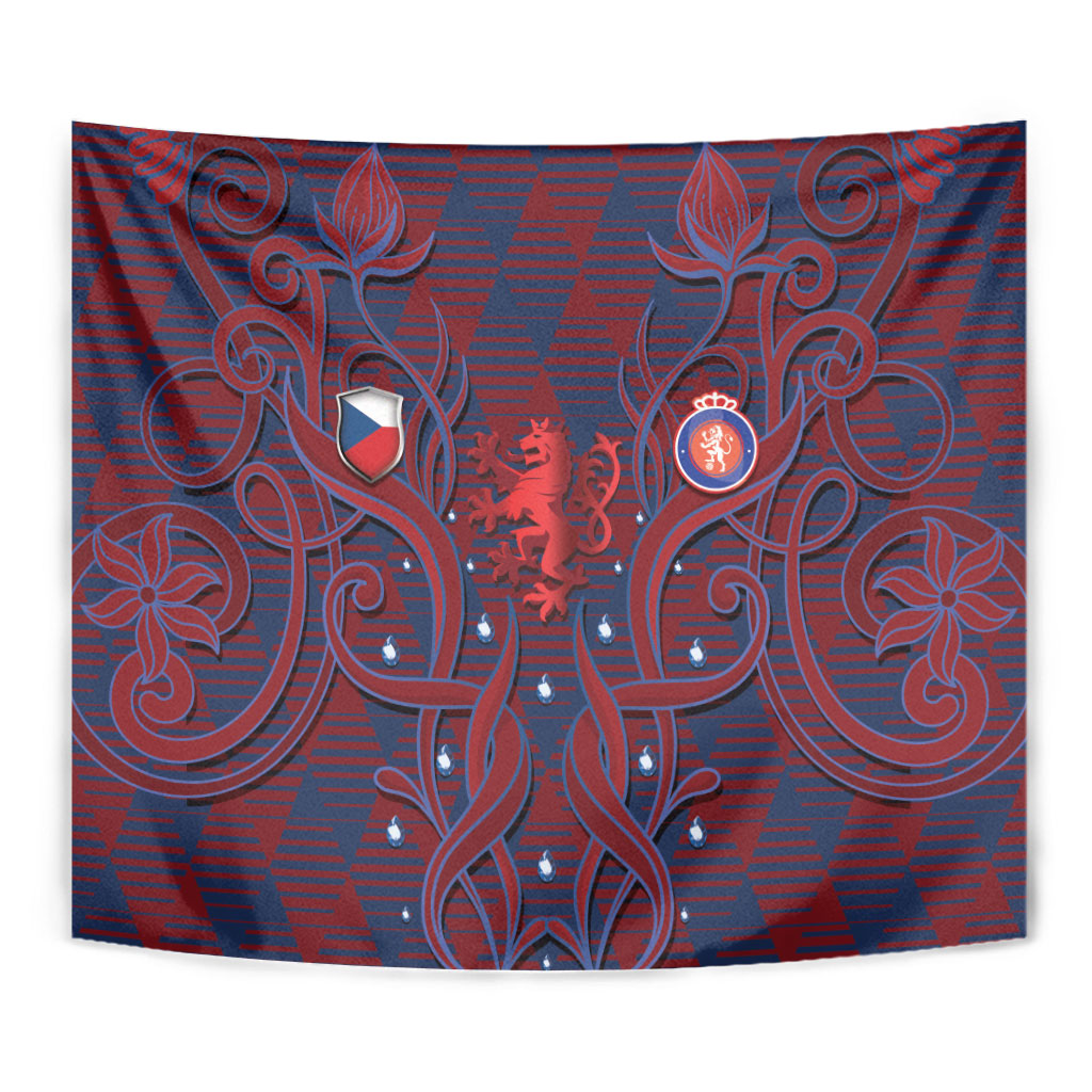 Czech Republic Football Tapestry Art Nouveau Patterns With National Lion