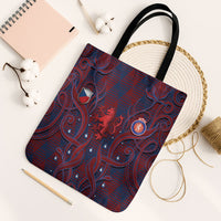 Czech Republic Football Tote Bag Art Nouveau Patterns With National Lion