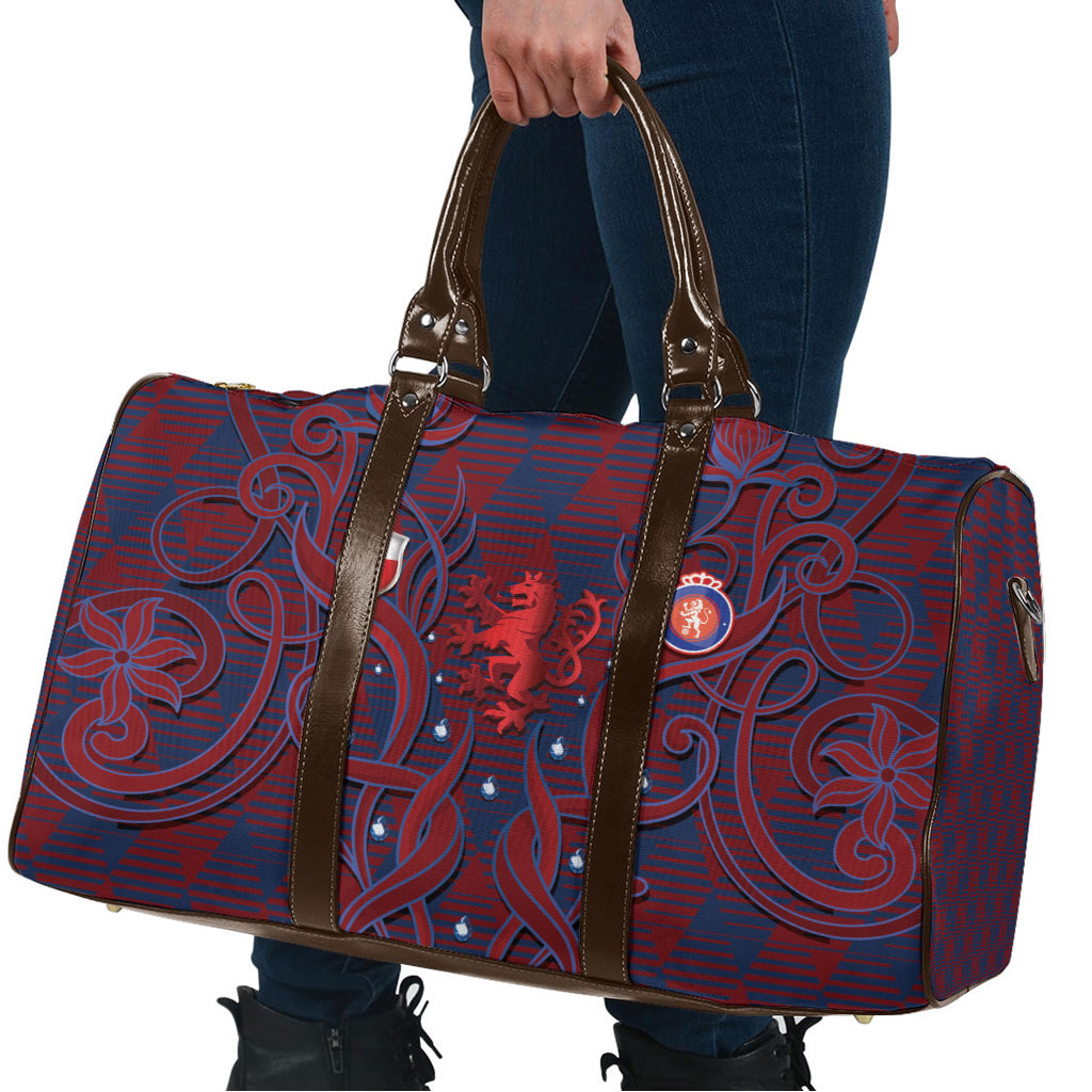 Czech Republic Football Travel Bag Art Nouveau Patterns With National Lion