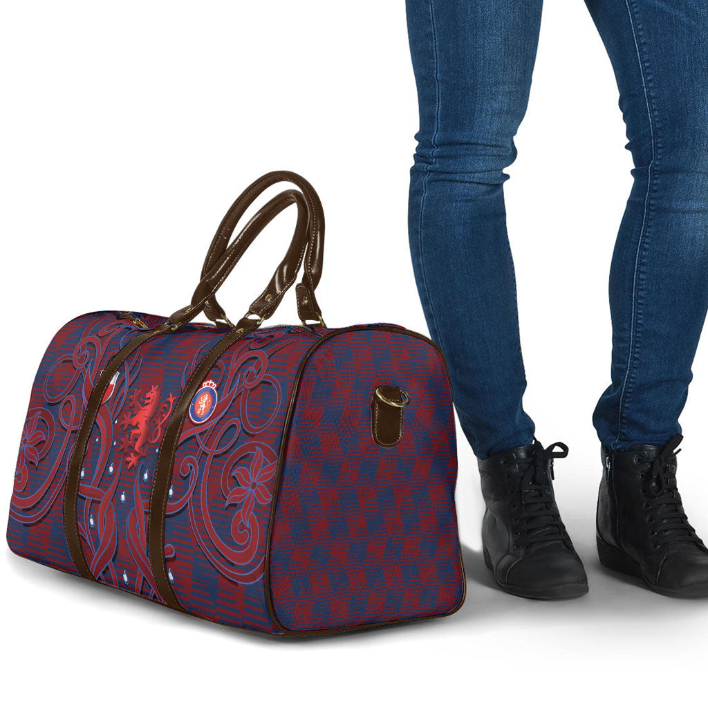 Czech Republic Football Travel Bag Art Nouveau Patterns With National Lion