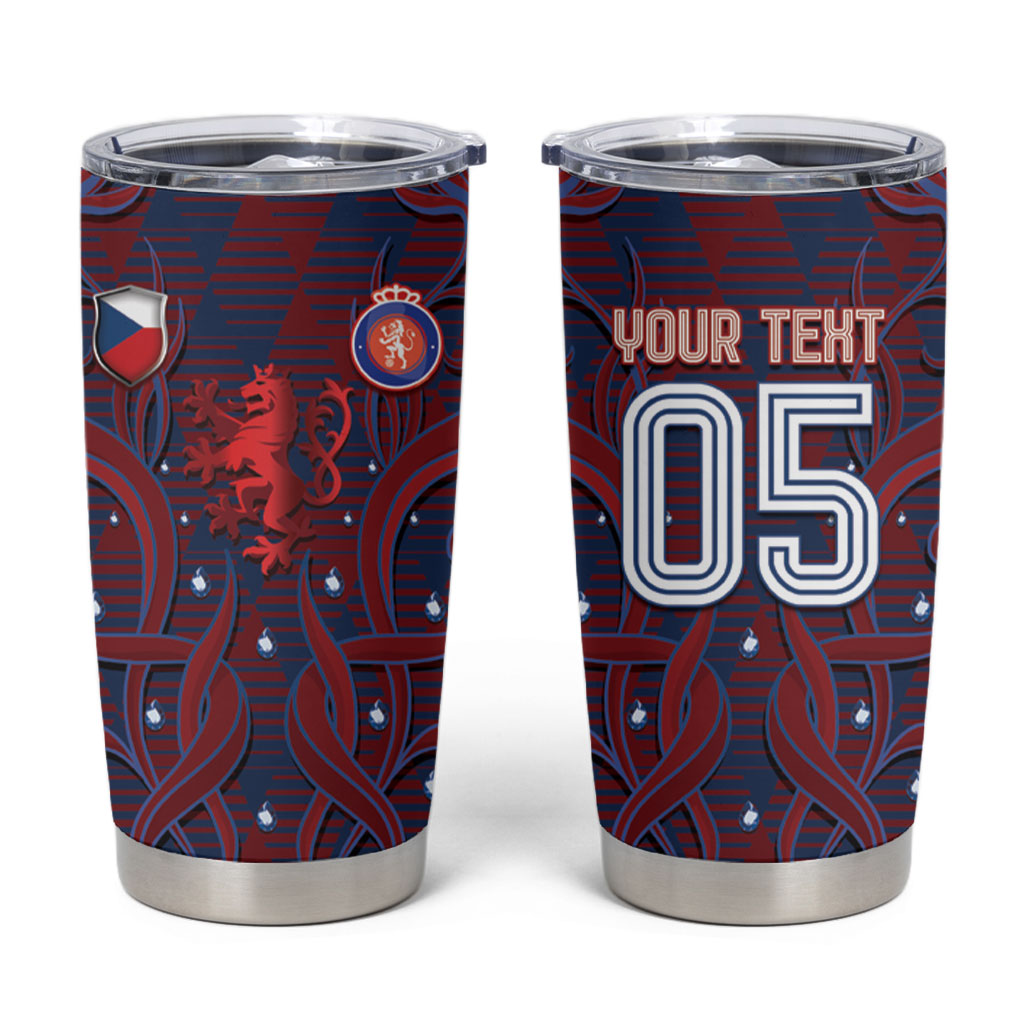 Custom Czech Republic Football Tumbler Cup Art Nouveau Patterns With National Lion