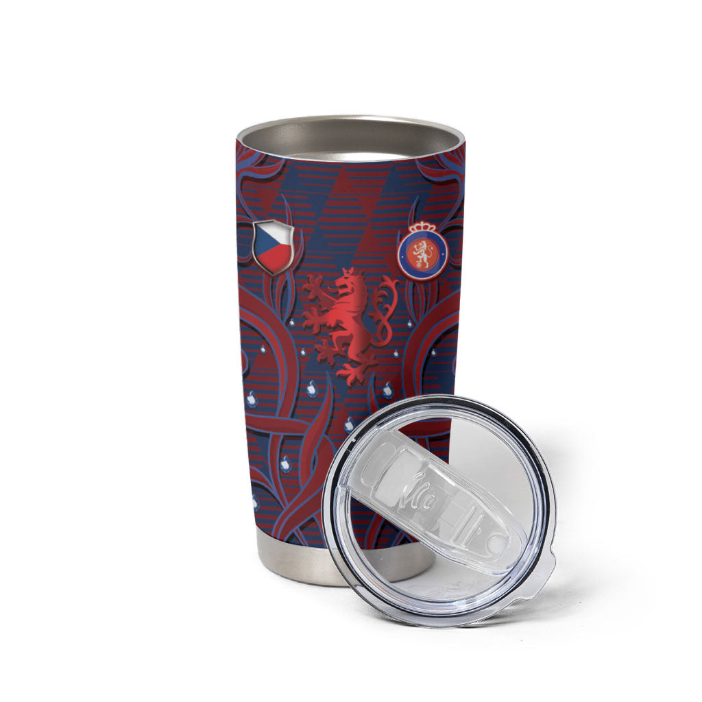 Custom Czech Republic Football Tumbler Cup Art Nouveau Patterns With National Lion