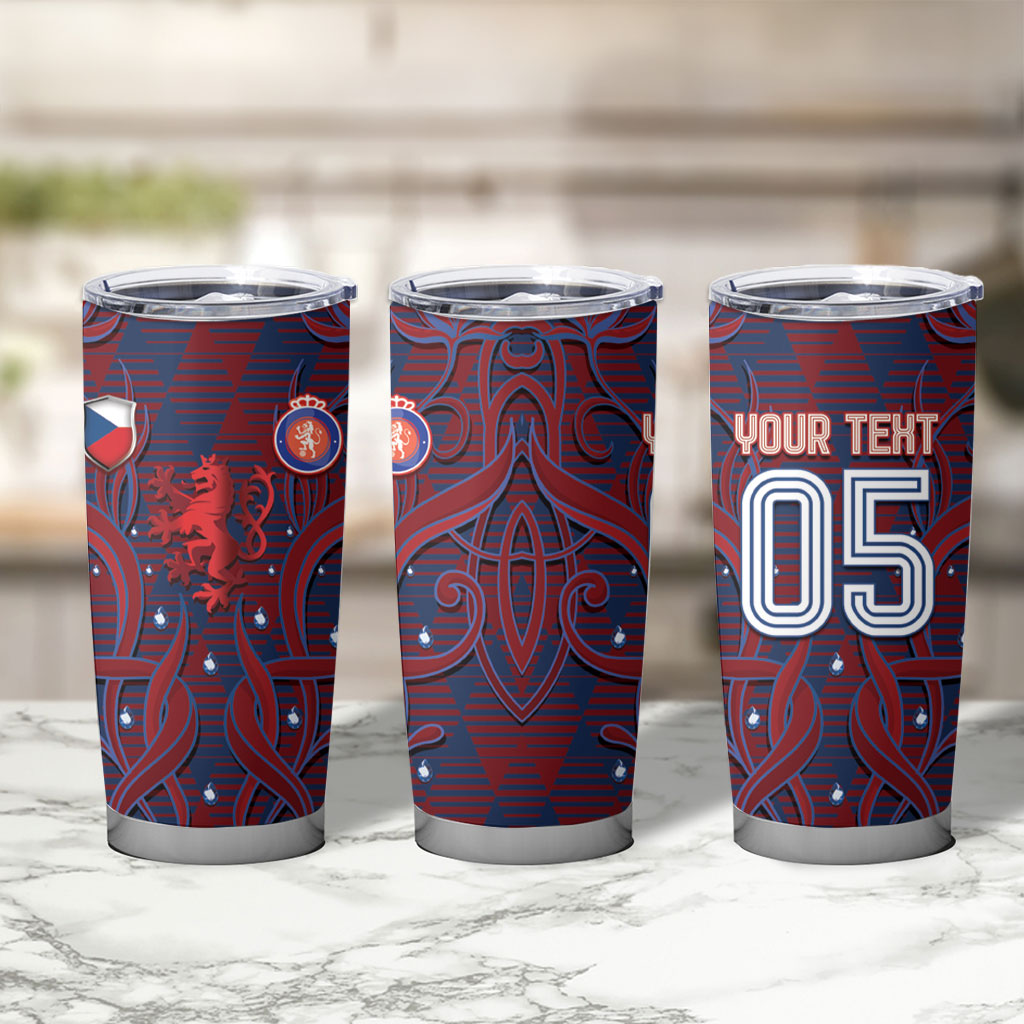 Custom Czech Republic Football Tumbler Cup Art Nouveau Patterns With National Lion