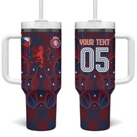 Custom Czech Republic Football Tumbler With Handle Art Nouveau Patterns With National Lion