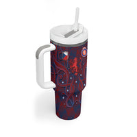 Custom Czech Republic Football Tumbler With Handle Art Nouveau Patterns With National Lion