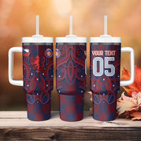Custom Czech Republic Football Tumbler With Handle Art Nouveau Patterns With National Lion