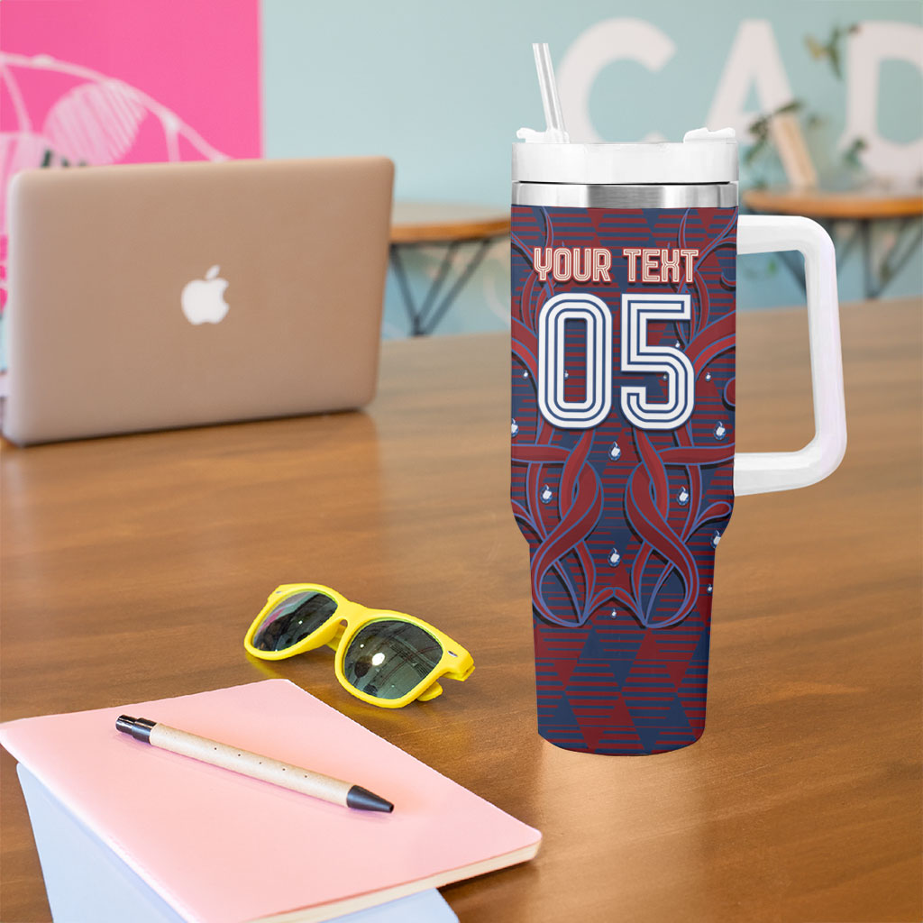 Custom Czech Republic Football Tumbler With Handle Art Nouveau Patterns With National Lion