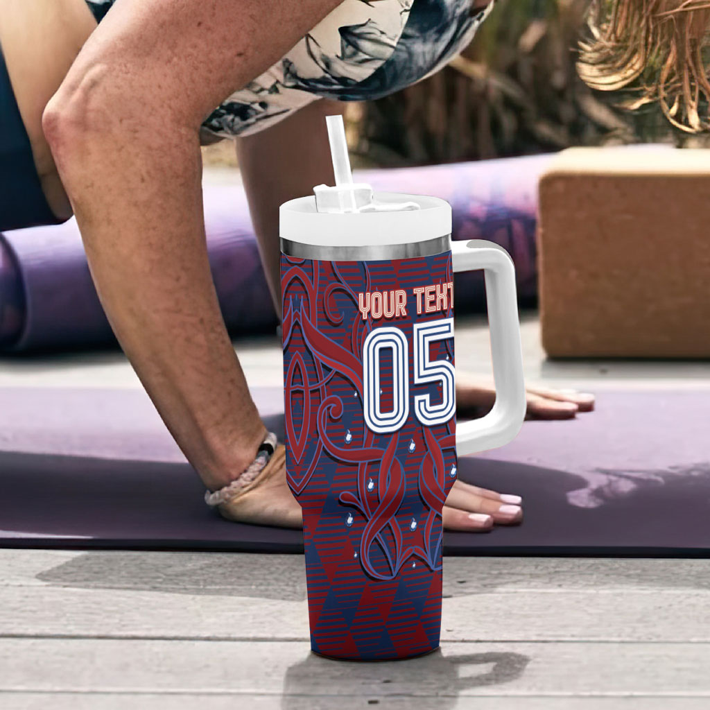 Custom Czech Republic Football Tumbler With Handle Art Nouveau Patterns With National Lion