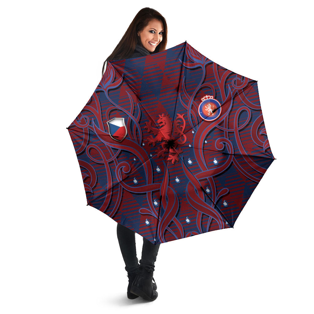 Czech Republic Football Umbrella Art Nouveau Patterns With National Lion
