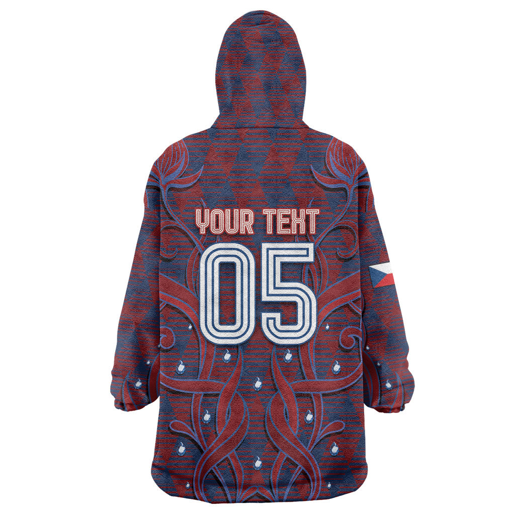 Custom Czech Republic Football Wearable Blanket Hoodie Art Nouveau Patterns With National Lion