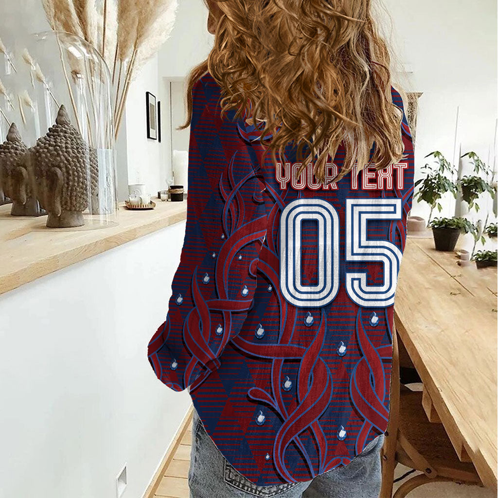 Custom Czech Republic Football Women Casual Shirt Art Nouveau Patterns With National Lion