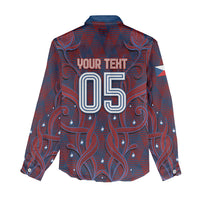 Custom Czech Republic Football Women Casual Shirt Art Nouveau Patterns With National Lion