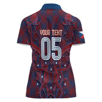 Custom Czech Republic Football Women Polo Shirt Art Nouveau Patterns With National Lion