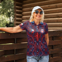 Custom Czech Republic Football Women Polo Shirt Art Nouveau Patterns With National Lion