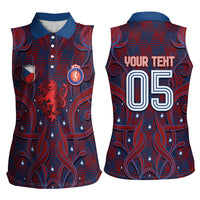 Custom Czech Republic Football Women Sleeveless Polo Shirt Art Nouveau Patterns With National Lion