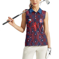 Custom Czech Republic Football Women Sleeveless Polo Shirt Art Nouveau Patterns With National Lion