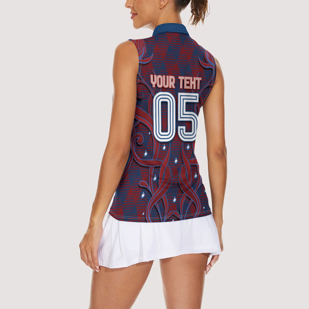 Custom Czech Republic Football Women Sleeveless Polo Shirt Art Nouveau Patterns With National Lion