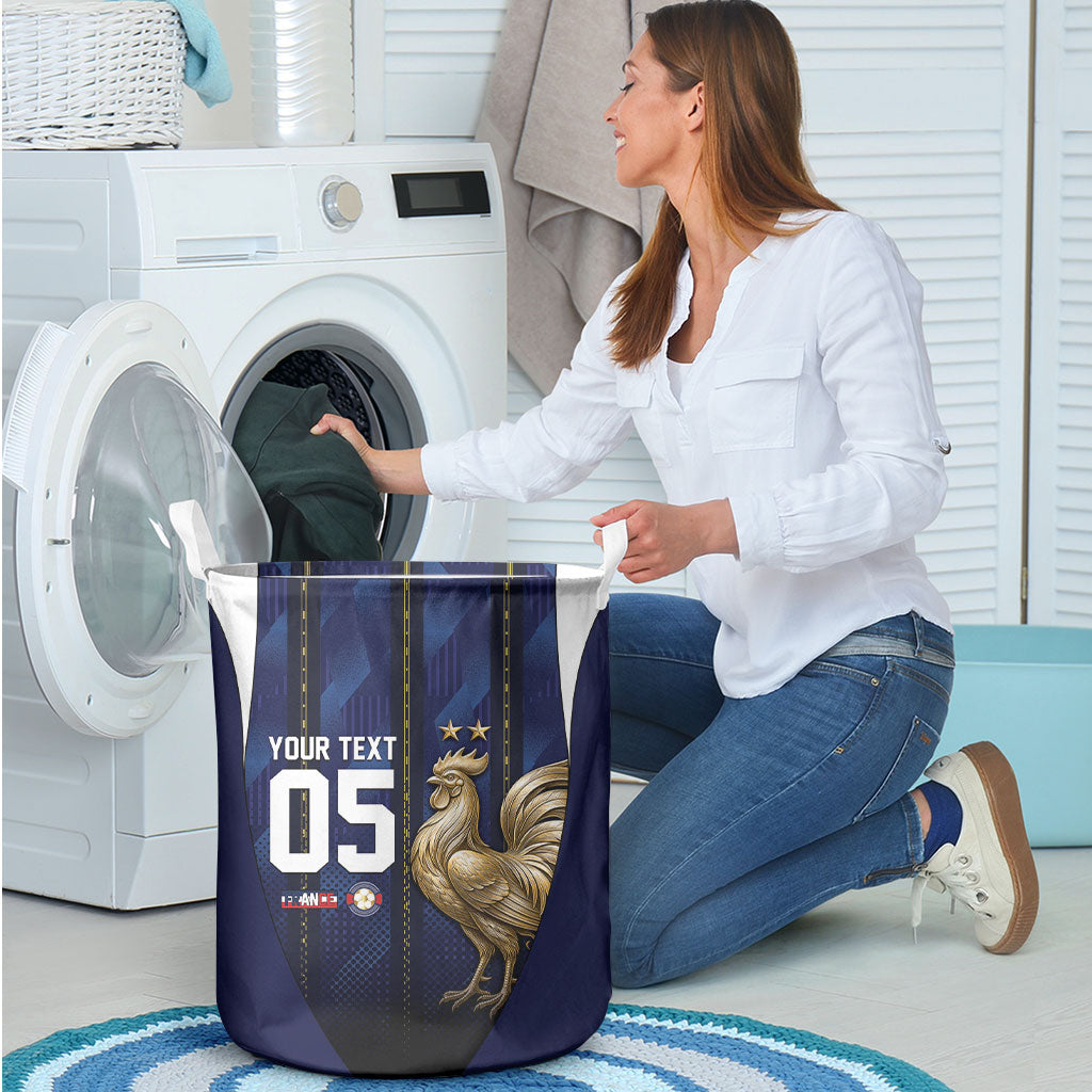 Custom France Football Laundry Basket Gallic Rooster Luxury Sport Style