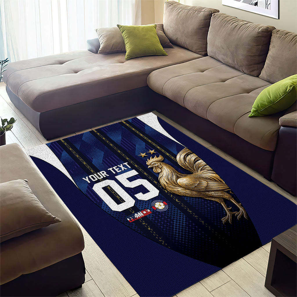Custom France Football Area Rug Gallic Rooster Luxury Sport Style