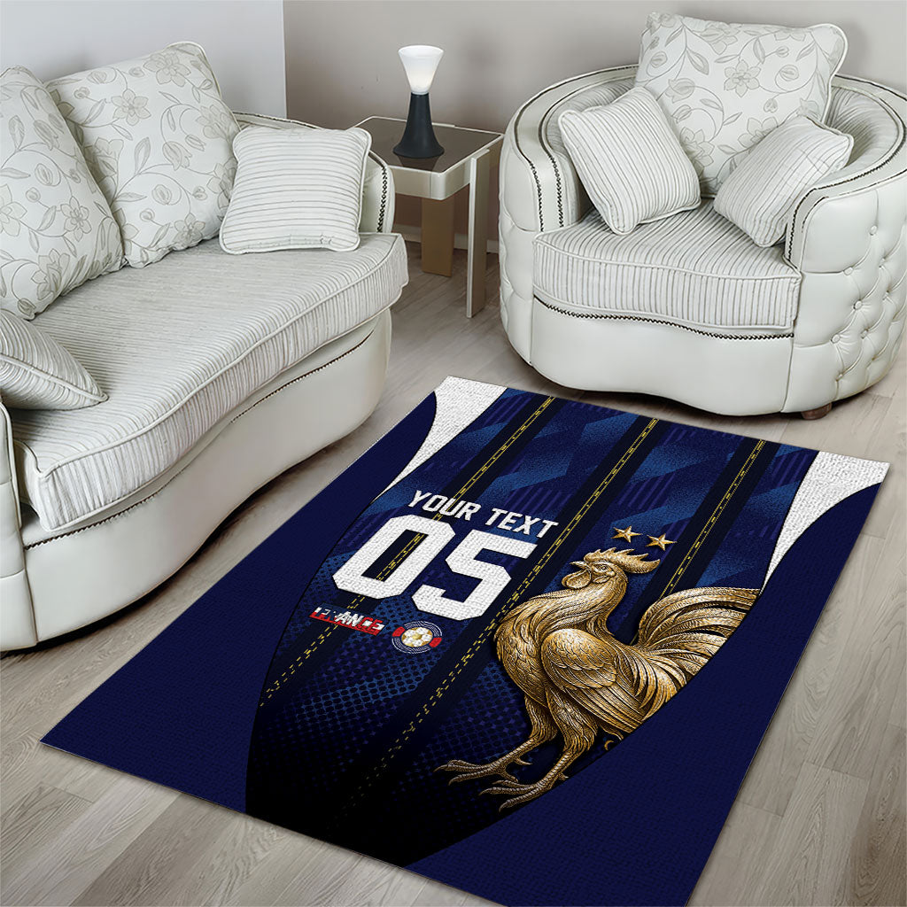 Custom France Football Area Rug Gallic Rooster Luxury Sport Style