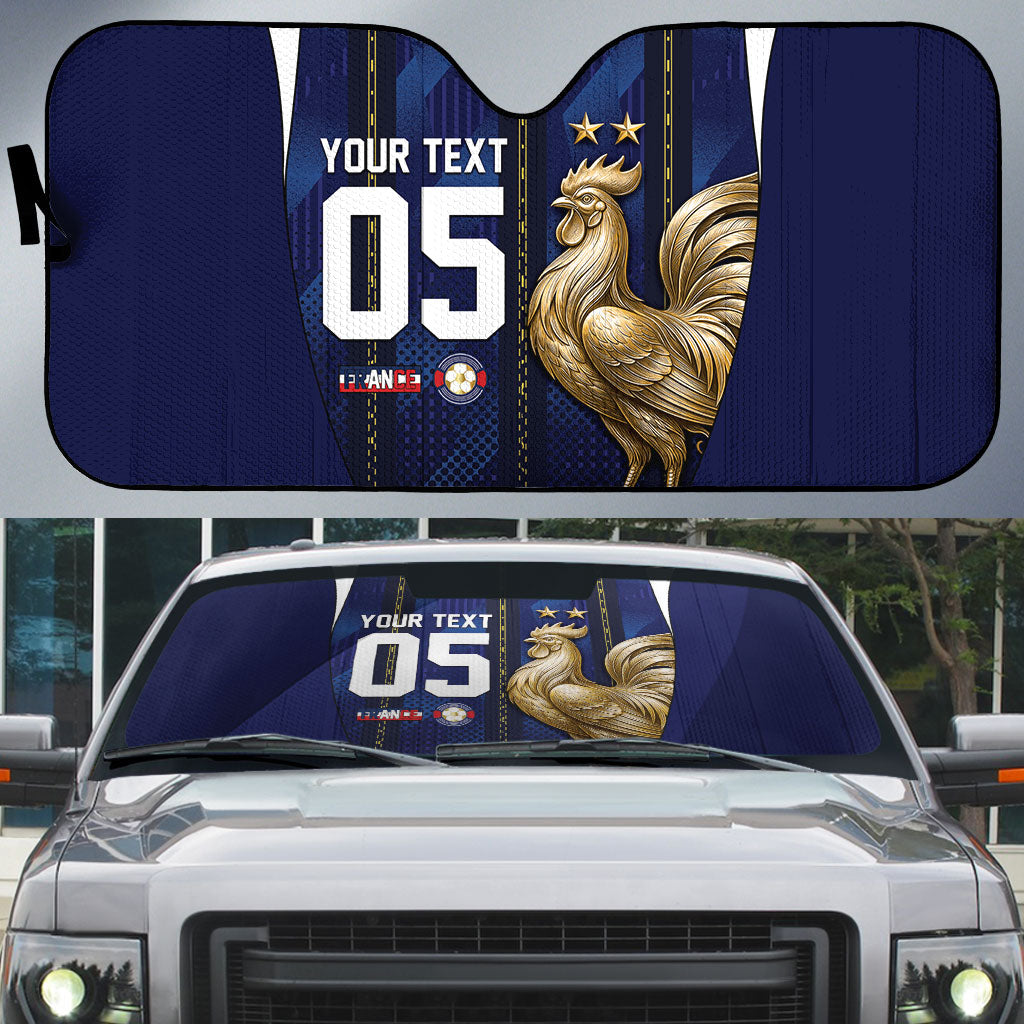 Custom France Football Auto Sun Shade Gallic Rooster Luxury Sport Style