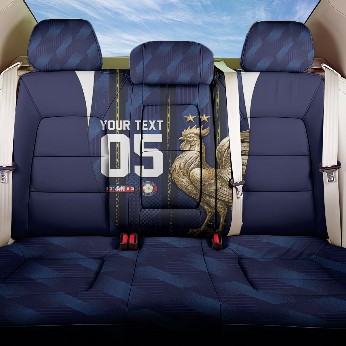 Custom France Football Back Car Seat Cover Gallic Rooster Luxury Sport Style