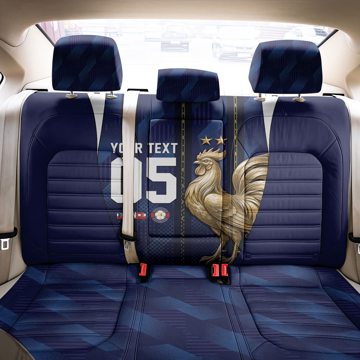 Custom France Football Back Car Seat Cover Gallic Rooster Luxury Sport Style