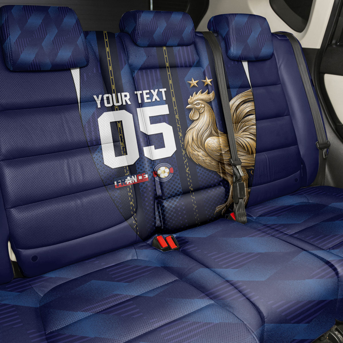 Custom France Football Back Car Seat Cover Gallic Rooster Luxury Sport Style
