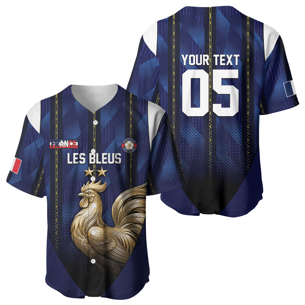 Custom France Football Baseball Jersey Gallic Rooster Luxury Sport Style