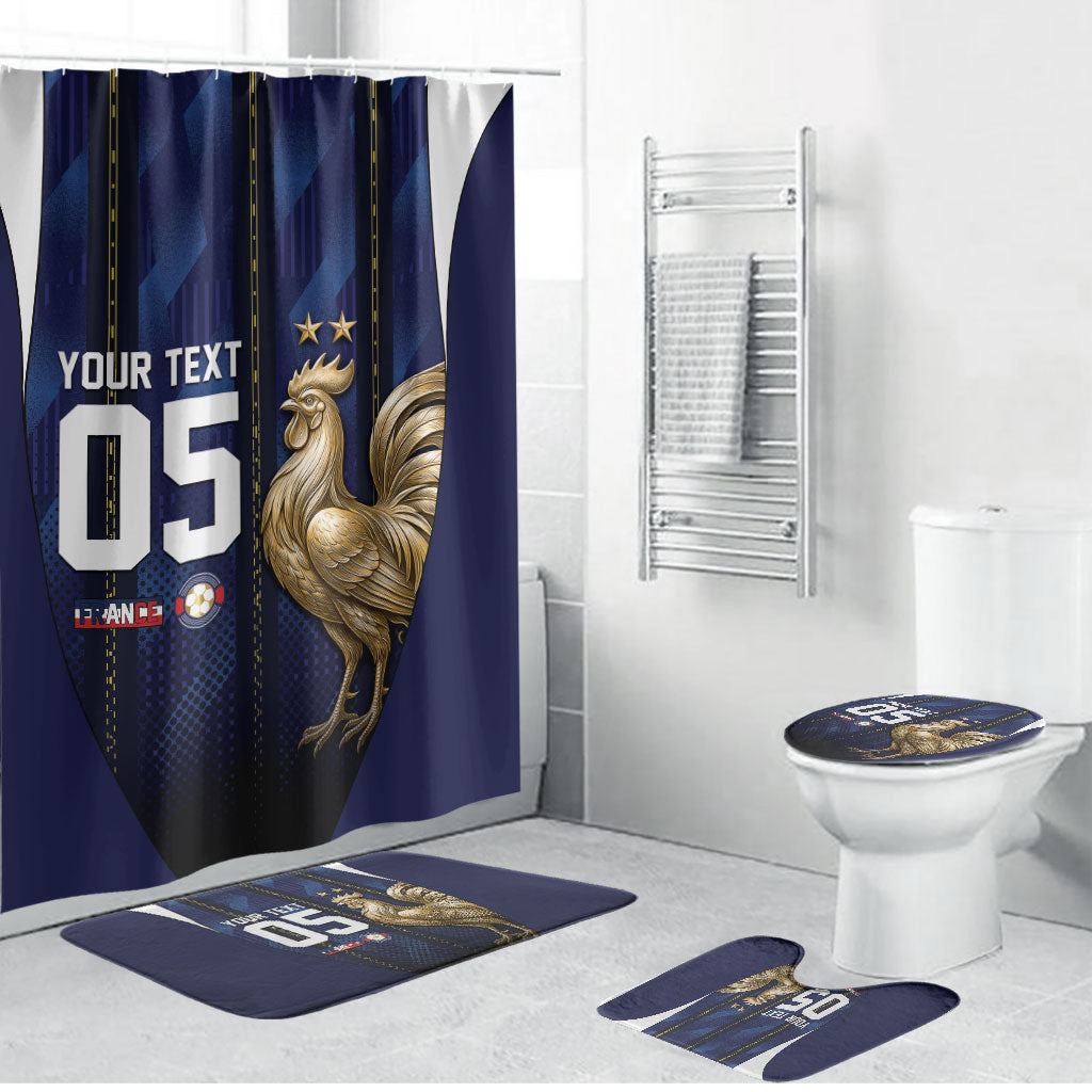 Custom France Football Bathroom Set Gallic Rooster Luxury Sport Style
