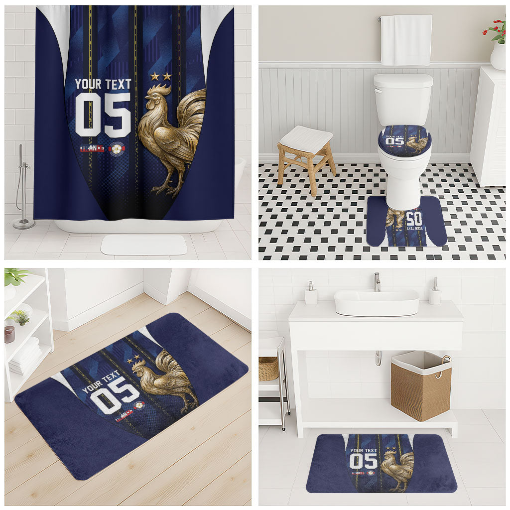 Custom France Football Bathroom Set Gallic Rooster Luxury Sport Style