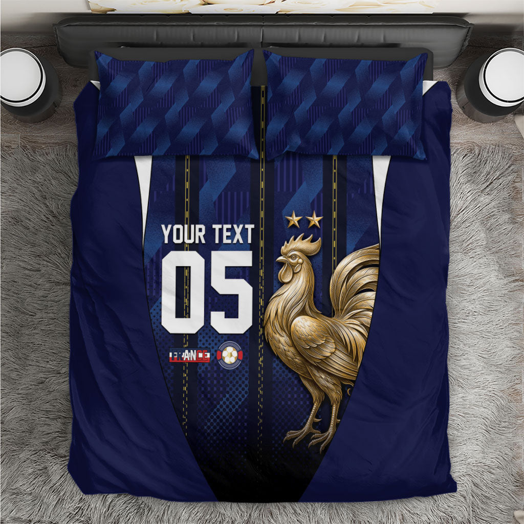 Custom France Football Bedding Set Gallic Rooster Luxury Sport Style
