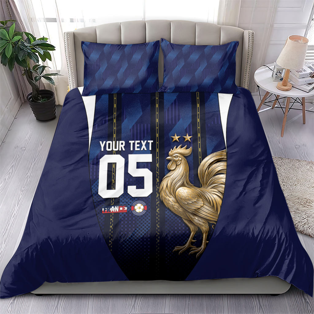 Custom France Football Bedding Set Gallic Rooster Luxury Sport Style
