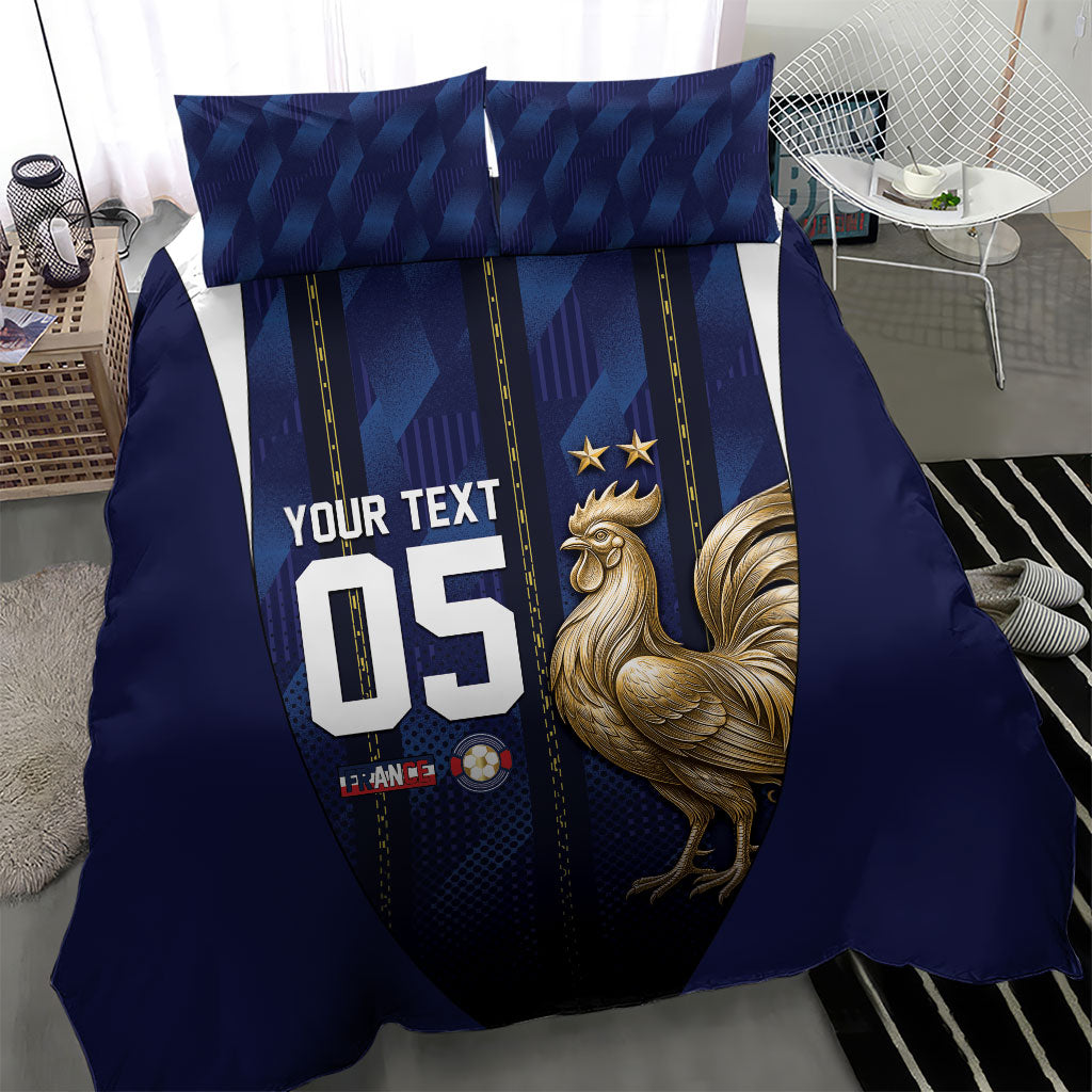 Custom France Football Bedding Set Gallic Rooster Luxury Sport Style