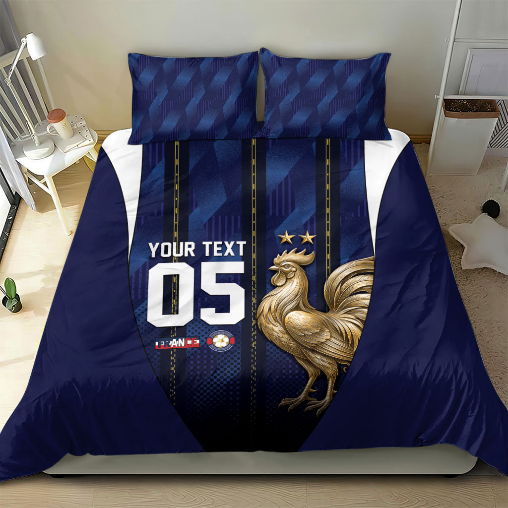 Custom France Football Bedding Set Gallic Rooster Luxury Sport Style
