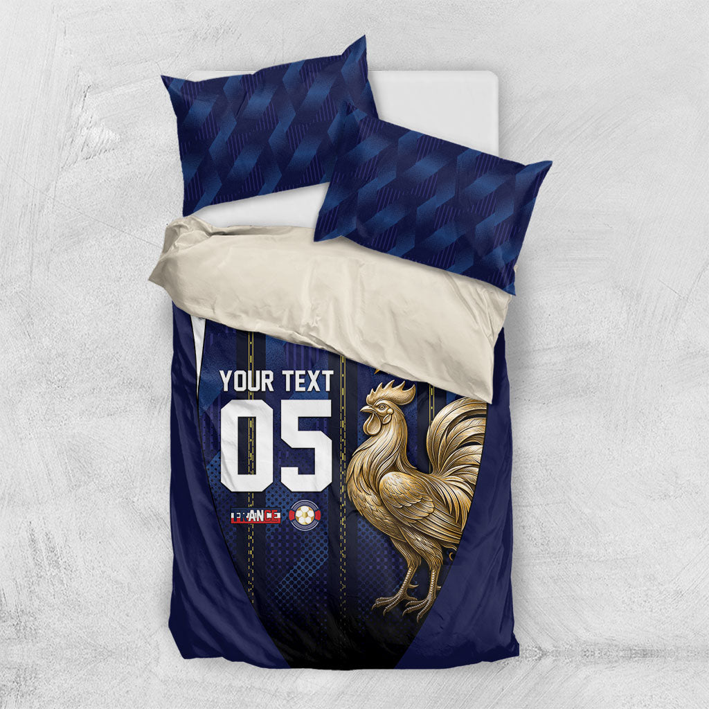 Custom France Football Bedding Set Gallic Rooster Luxury Sport Style