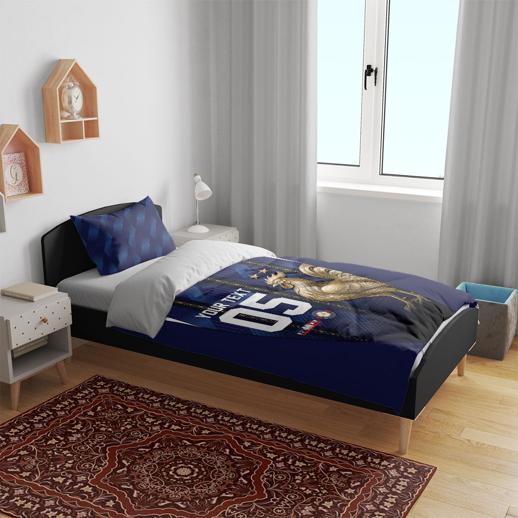 Custom France Football Bedding Set Gallic Rooster Luxury Sport Style